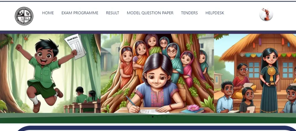 Happy school children checking results, studying under tree, and receiving award – Indian rural education concept