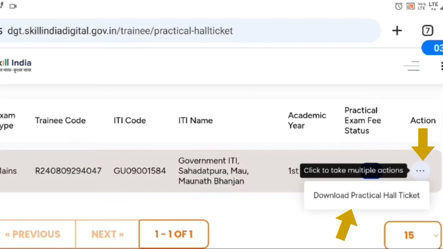 NCVT ITI Admit Card 2025 Released – Direct Link, Dates & Full Process 5 Skill India portal dashboard showing option to download ITI Practical Hall Ticket 2025 online